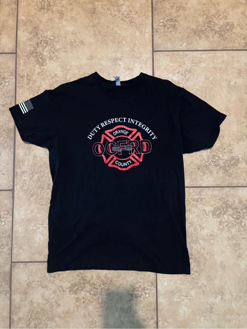 Next Level Apparel Black Short Sleeve OCFRD Graphic Tee with Red Emblem